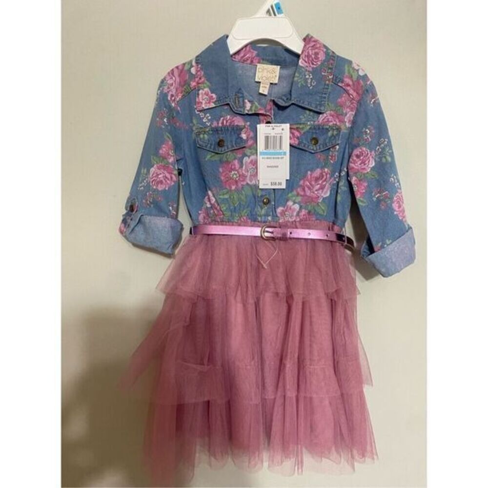 New with tags toddler girl frill pink floral dress size 5‎